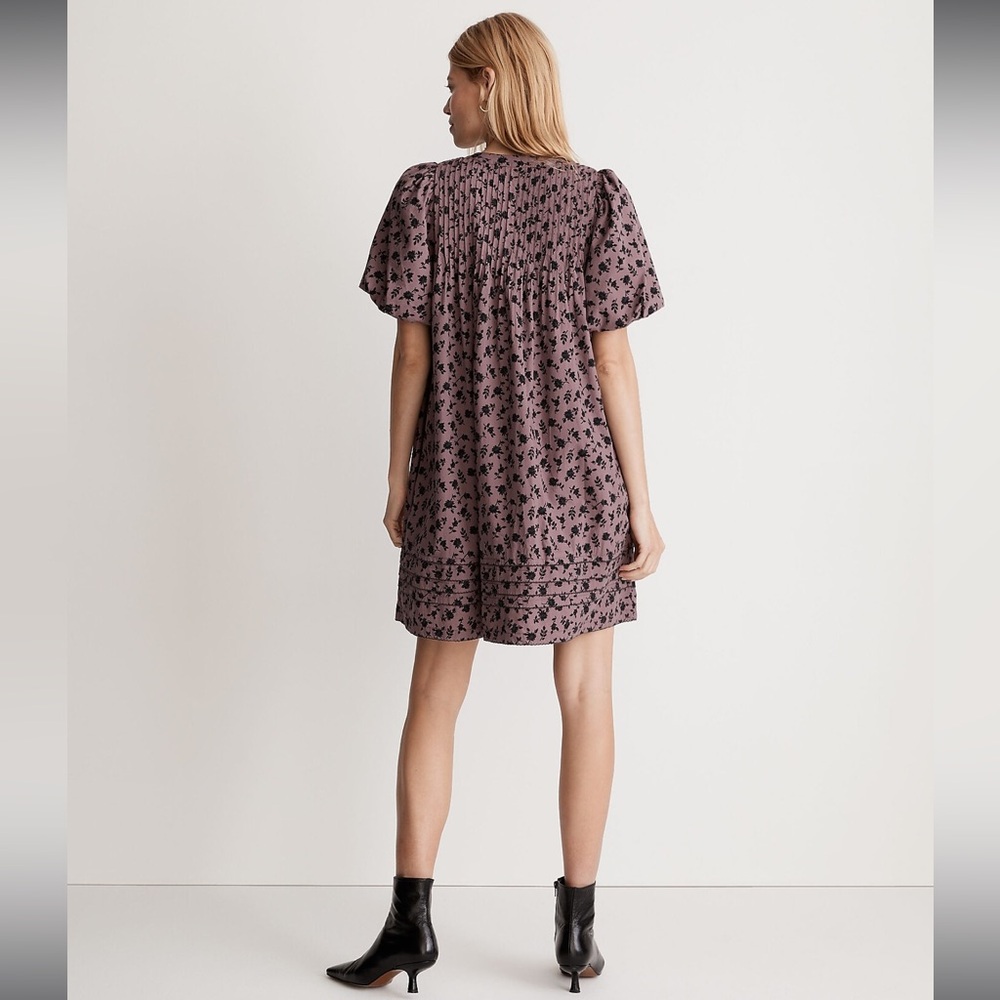 Madewell Tillie Puff-Sleeve Mini Dress in Shadow Blooms - Size XS - Picture 4 of 10